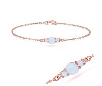 Rose Gold Plated Multiple Opal Silver Bracelet BRS-231-RO-GP